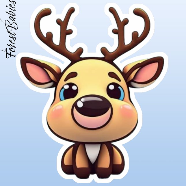 Sticker Cute Reindeer, Cerf aux Antlers, Graphique de dess (Reindeer 🦌 Sticker)