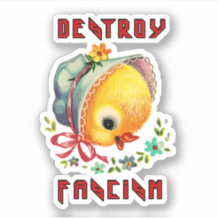 Sticker Cute Retro Chick - Détruire le fascisme