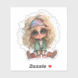 Sticker Cute Retro Girl