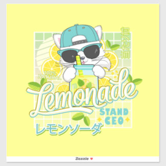 Sticker Cute Retro Lemonade Stand CEO Anime Cat