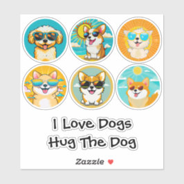 Sticker Cute ronde Amoureux des chiens