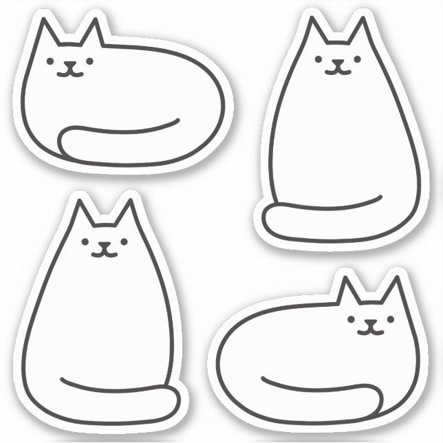 Sticker Cute ronde Kawaii Chat blanc (Devant)