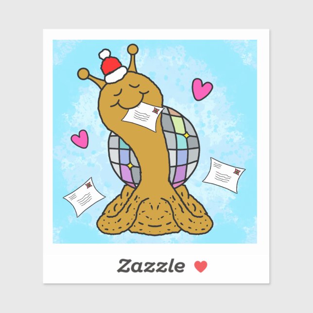 Sticker Cute Snail Disco Mail Christmas Vinyl (Feuille)
