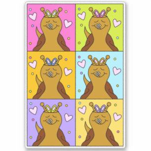 Sticker Cute Snail Pop Art Bunny Oreilles Pâques   Vinyle