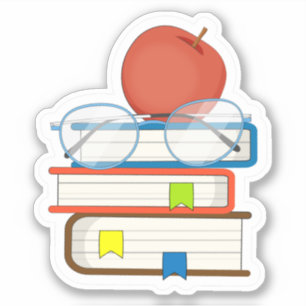 Sticker Cute Stack Livres Apple Teacher School
