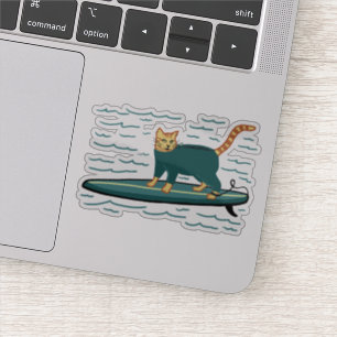 Sticker Cute Surf Tabby Cat