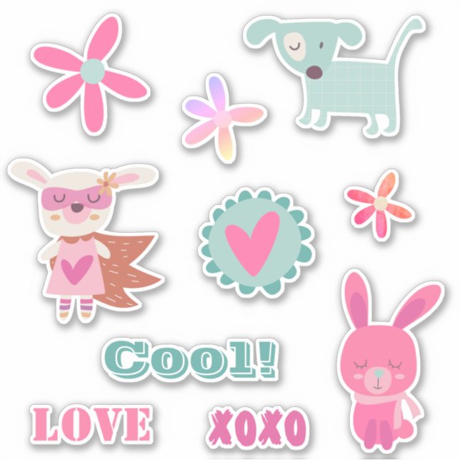 Sticker Cute & tendance Retro Animal Floral (Devant)