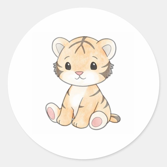 Sticker Cute Tiger Cub Animaux sauvages adorables (Devant)