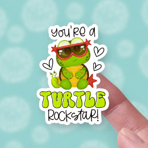 Sticker Cute Turtle Pun Drôle Rockstar Petite entreprise