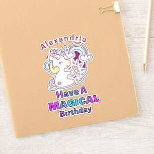 Sticker Cute Unicorn Magique Anniversaire Personnaliser