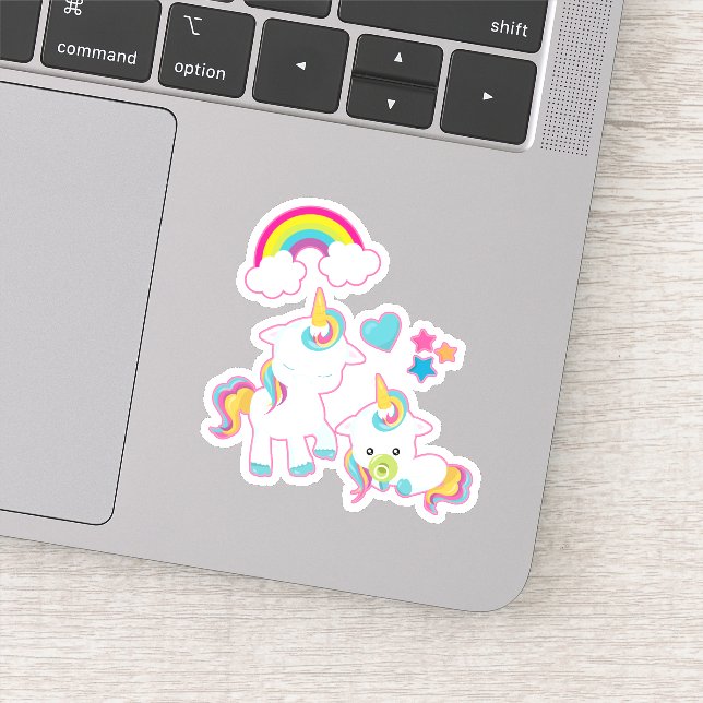 Sticker Cute White Unicorns Magical Mama & Baby (Détail)