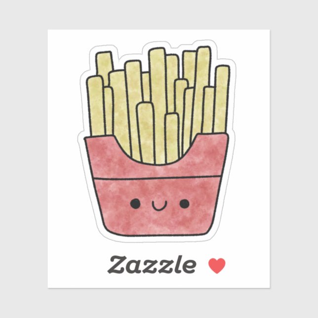 Sticker Cute yummy frites françaises (Feuille)