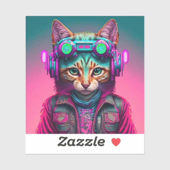 Sticker Cyberpunk Chat 1 (Feuille)