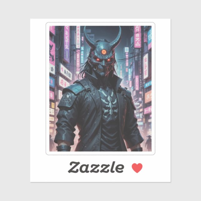 Sticker Cyberpunk Demon Samurai (Feuille)