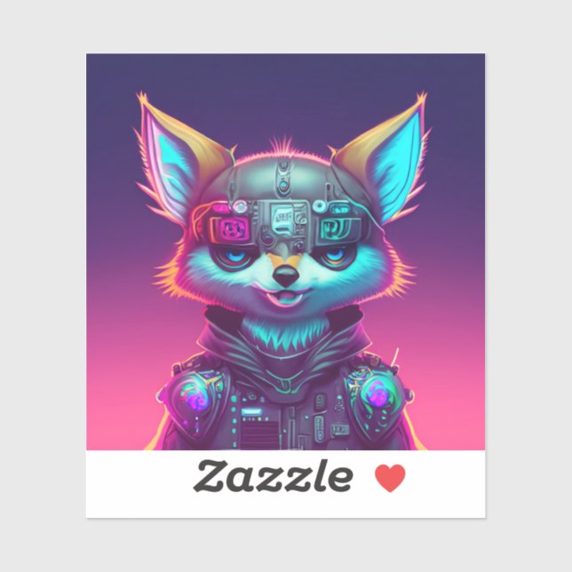 Sticker Cyberpunk Fox 2 (Feuille)