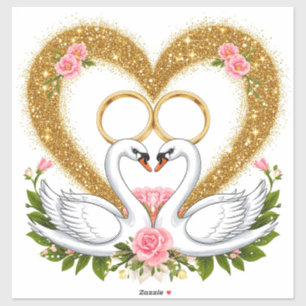 Sticker Cygnes s'enlaçant dans un élan artistique élégant
