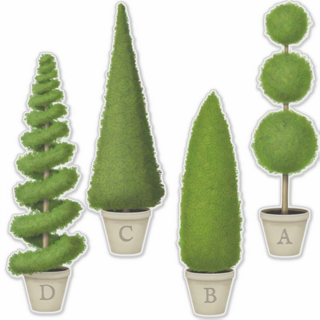 Sticker Cypress Collection Topiaire Personnalisé Monogramm (Devant)