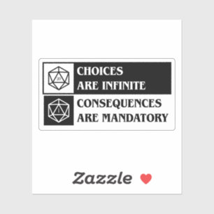 Sticker D20 Dice Choices sont Infinite Conséquences sont H