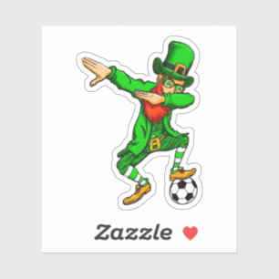 Sticker Dabbing St. Patricks Day Leprechaun Soccer