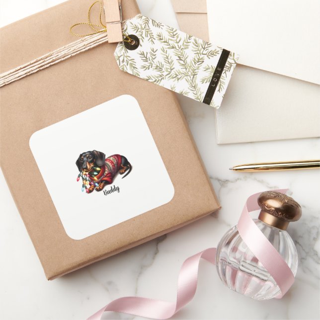 Sticker Dachshund Festive (Cadeaux)