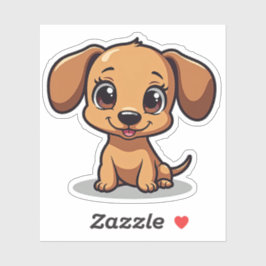 Sticker Dachshund, Gros, Yeux Lumineux, Petits