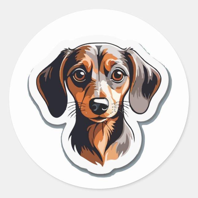 Sticker Dachshund Stylisé : Chien coloré (Devant)