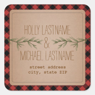 Sticker d'adresse à feuillage persistant Branches