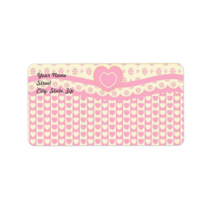 Sticker d'adresse Arrière - plan de coeur rose