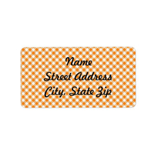 Sticker d'adresse Arrière - plan Orange En vichy