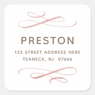 Sticker d'adresse Calligraphic Blush Swils