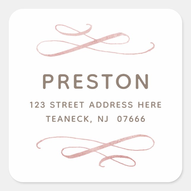 Sticker d'adresse Calligraphic Blush Swils (Devant)