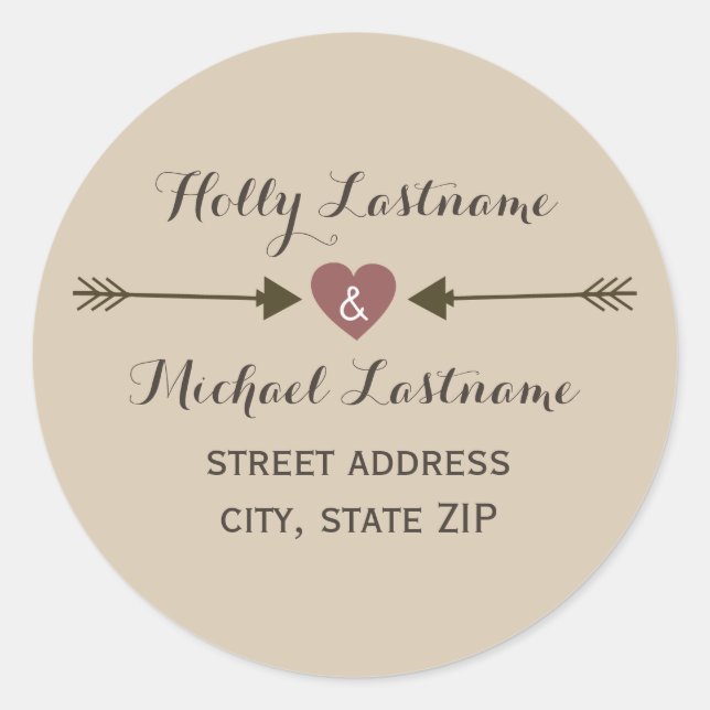 Sticker d'adresse Coeur avec flèches (Devant)