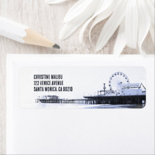 Sticker d'adresse Cyanotype Père Noël Monica Pier