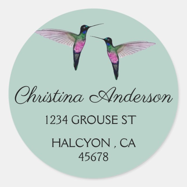 Sticker d'adresse de colibri personnalisé (Devant)