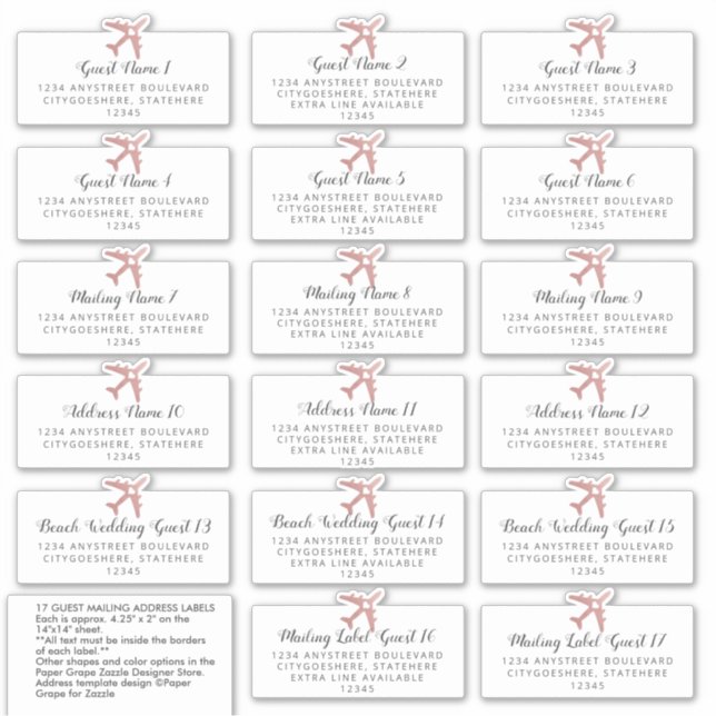 Sticker d'adresse de l'invité de mariage de destin (Devant)