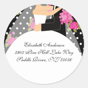 Sticker d'adresse de mariée et de chambre florale