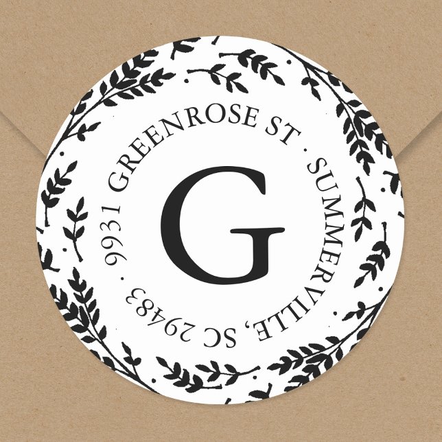 Sticker d'adresse de monogramme de couronne rustiq (Créateur téléchargé)