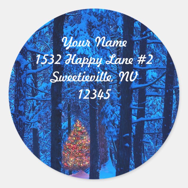 Sticker d'adresse de Noël dans les bois (Devant)