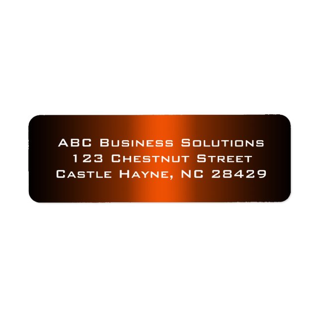 Sticker d'adresse de retour d'affaires noir et ora (Devant)