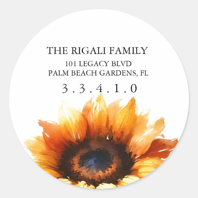 Sticker d'adresse de retour de grande tournesol (Devant)