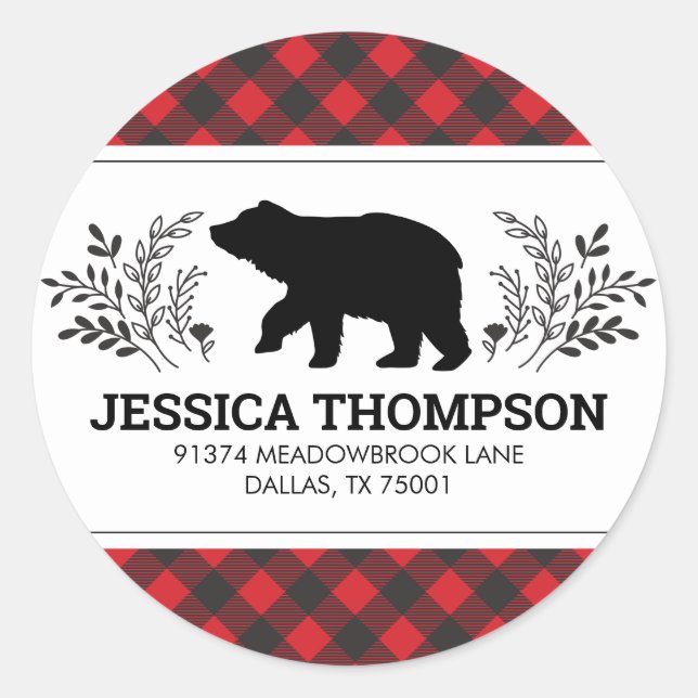 Sticker d'adresse de retour du cercle d'ours de bû (Devant)