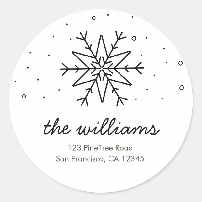 Sticker d'adresse de retour simple Snowflake (Devant)