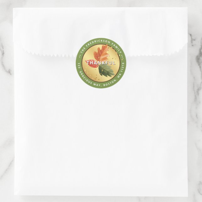 Sticker d'adresse de retour Thanksgiving personnal (Sac)