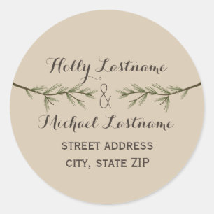 Sticker d'adresse des branches à feuillage persist