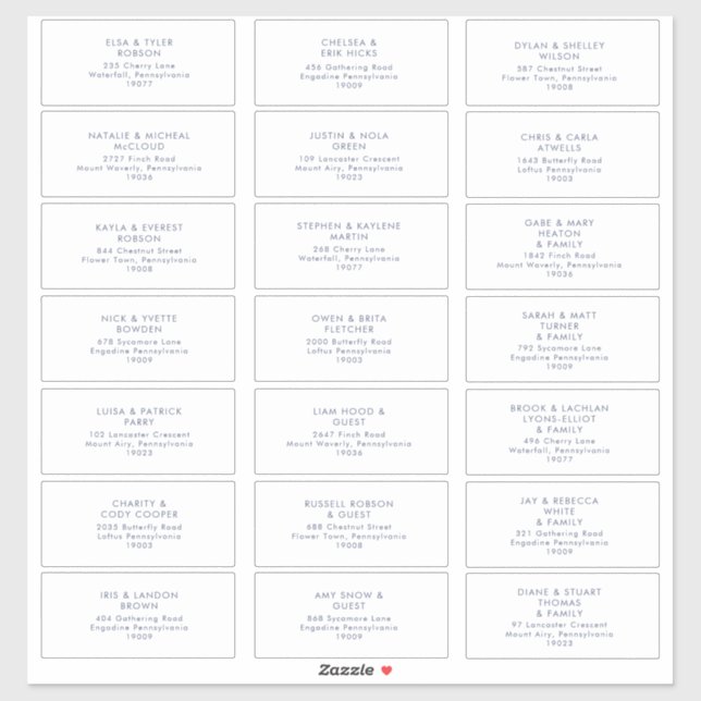 Sticker d'adresse du Mariage de police Dark Navy (Feuille)