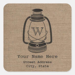 Sticker d'adresse monogramme inspirée par Burlap