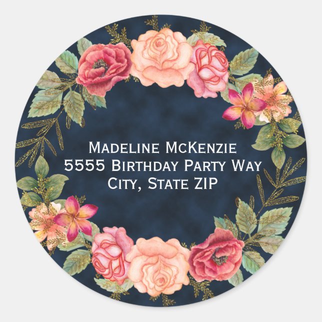 Sticker d'adresse pour enveloppes bleu rose rouge  (Devant)