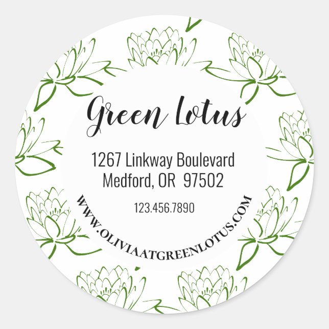 Sticker d'adresse professionnelle Green Lotus Mode (Devant)