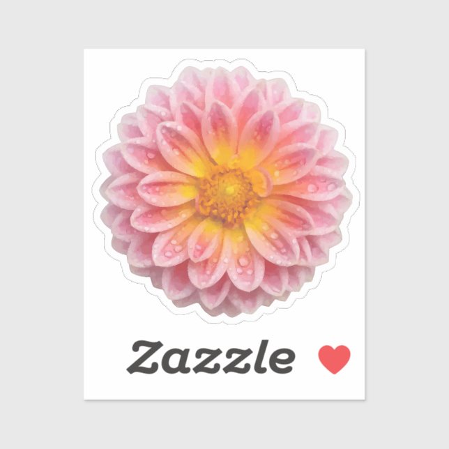 Sticker Dahlia et Dew Drops (Feuille)