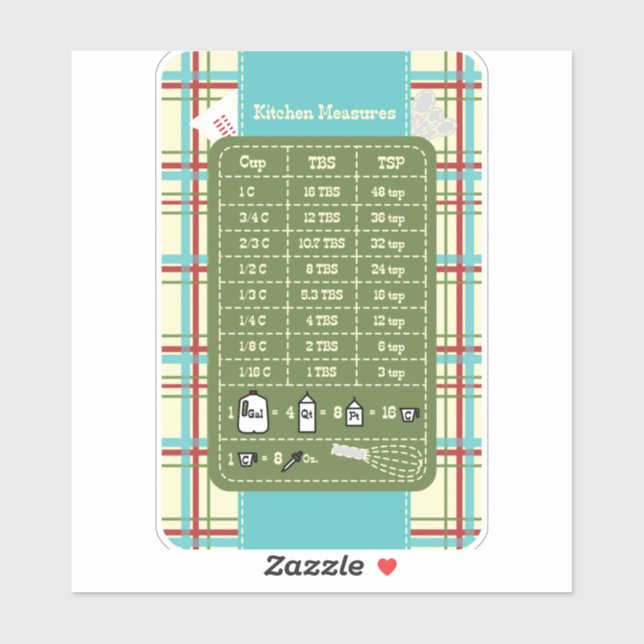 Sticker d'aide à la mesure de la cuisine de pays (Feuille)